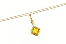 Load image into Gallery viewer, 10K Victorian Syn. Citrine Ornate Drop Chain Necklace 18&quot; Yellow Gold