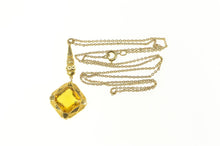 Load image into Gallery viewer, 10K Victorian Syn. Citrine Ornate Drop Chain Necklace 18&quot; Yellow Gold