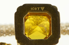 Load image into Gallery viewer, 10K Victorian Syn. Citrine Ornate Drop Chain Necklace 18&quot; Yellow Gold