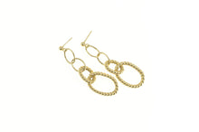 Load image into Gallery viewer, 14K Twist Tiered Chain Link Dangle Hollow Earrings Yellow Gold