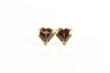 Load image into Gallery viewer, 14K Heart Almandine Garnet Solitaire Classic Stud Earrings Yellow Gold