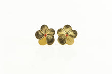 Load image into Gallery viewer, 14K Hibiscus Flower Worn Enamel Stud Earrings Yellow Gold