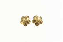Load image into Gallery viewer, 14K Hibiscus Flower Worn Enamel Stud Earrings Yellow Gold