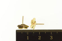 Load image into Gallery viewer, 14K Hibiscus Flower Worn Enamel Stud Earrings Yellow Gold