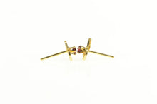 Load image into Gallery viewer, 10K Garnet Retro Swirl Filigree Clover Stud Earrings Yellow Gold
