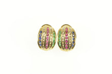 Load image into Gallery viewer, 10K 1.07 Ctw Diamond Emerald Ruby Sapphire Earrings Yellow Gold