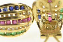 Load image into Gallery viewer, 10K 1.07 Ctw Diamond Emerald Ruby Sapphire Earrings Yellow Gold