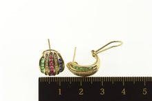 Load image into Gallery viewer, 10K 1.07 Ctw Diamond Emerald Ruby Sapphire Earrings Yellow Gold