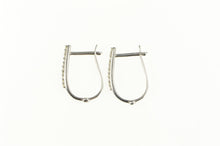 Load image into Gallery viewer, 14K Oval Diamond Inset Classic Statement Hoop Earrings White Gold