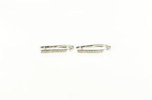 Load image into Gallery viewer, 14K Oval Diamond Inset Classic Statement Hoop Earrings White Gold