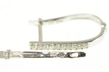 Load image into Gallery viewer, 14K Oval Diamond Inset Classic Statement Hoop Earrings White Gold