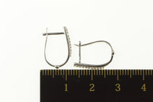 Load image into Gallery viewer, 14K Oval Diamond Inset Classic Statement Hoop Earrings White Gold