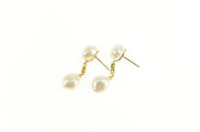 Load image into Gallery viewer, 14K Ornate Pearl Diamond Dangle Statement Earrings Yellow Gold