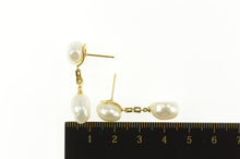 Load image into Gallery viewer, 14K Ornate Pearl Diamond Dangle Statement Earrings Yellow Gold