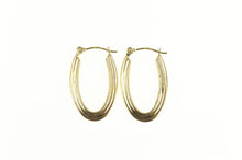 Load image into Gallery viewer, 14K Oval Grooved Classic Simple Statement Hoop Earrings Yellow Gold