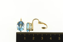 Load image into Gallery viewer, 14K Round Blue Topaz Solitaire Retro Clip On Earrings Yellow Gold