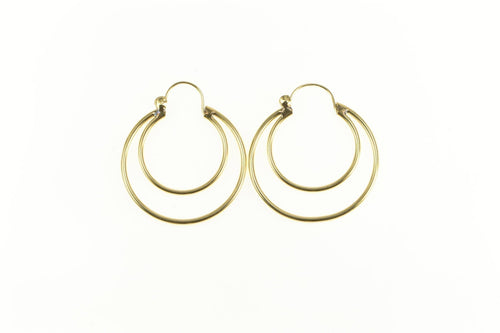 14K Two Tone 29.0mm Layered Round Hoop Earrings Yellow Gold
