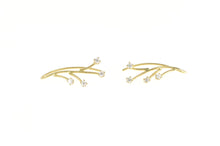 Load image into Gallery viewer, 14K Diamond Inset Tree Branch Dangle Statement Earrings Yellow Gold