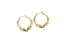 Load image into Gallery viewer, 14K Puffy Ornate Ram Aries Statement Hoop Earrings Yellow Gold