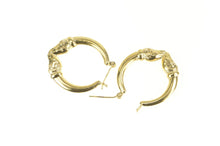 Load image into Gallery viewer, 14K Puffy Ornate Ram Aries Statement Hoop Earrings Yellow Gold