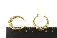 Load image into Gallery viewer, 14K Puffy Ornate Ram Aries Statement Hoop Earrings Yellow Gold