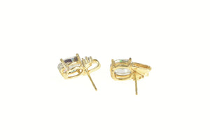 10K Oval Mystic Topaz Diamond Accent Stud Earrings Yellow Gold