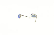 Load image into Gallery viewer, 14K Retro Oval Sim. Star Sapphire Stud Earrings White Gold