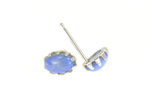 Load image into Gallery viewer, 14K Retro Oval Sim. Star Sapphire Stud Earrings White Gold