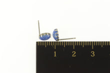 Load image into Gallery viewer, 14K Retro Oval Sim. Star Sapphire Stud Earrings White Gold