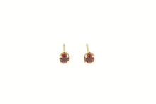 Load image into Gallery viewer, 14K Round Ruby Solitaire Simple Classic Stud Earrings Yellow Gold