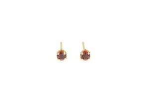 14K Round Ruby Solitaire Simple Classic Stud Earrings Yellow Gold