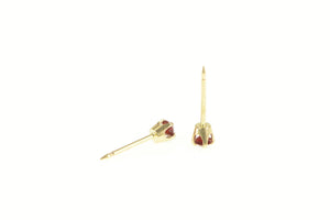 14K Round Ruby Solitaire Simple Classic Stud Earrings Yellow Gold