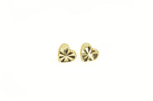Load image into Gallery viewer, 14K Heart Pleated Diamond Cut Love Symbol Stud Earrings Yellow Gold