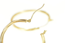 Load image into Gallery viewer, 10K 30.4mm Twist Design Grooved Round Hoop Earrings Yellow Gold
