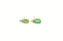 Load image into Gallery viewer, 14K Oval Natural Emerald Diamond Accent Stud Earrings Yellow Gold