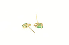 Load image into Gallery viewer, 14K Oval Natural Emerald Diamond Accent Stud Earrings Yellow Gold