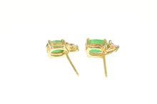 Load image into Gallery viewer, 14K Oval Natural Emerald Diamond Accent Stud Earrings Yellow Gold