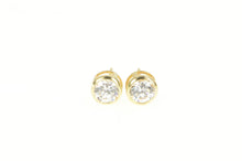 Load image into Gallery viewer, 14K Round Solitaire Simple CZ Stud Classic Earrings Yellow Gold