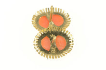 Load image into Gallery viewer, 14K Oval Coral Cabochon Retro Classic Stud Earrings Yellow Gold