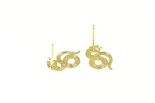 Load image into Gallery viewer, 14K Snake Serpent Dragon Etched Stud Earrings Yellow Gold