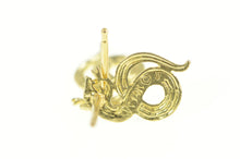 Load image into Gallery viewer, 14K Snake Serpent Dragon Etched Stud Earrings Yellow Gold