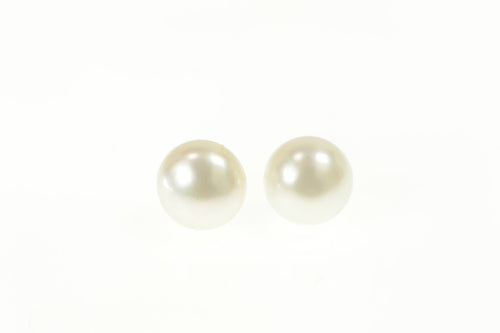 14K 12.8mm Classic Pearl Simple Statement Stud Earrings Yellow Gold