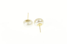 Load image into Gallery viewer, 14K 12.8mm Classic Pearl Simple Statement Stud Earrings Yellow Gold