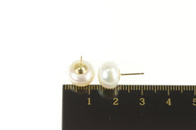 Load image into Gallery viewer, 14K 12.8mm Classic Pearl Simple Statement Stud Earrings Yellow Gold