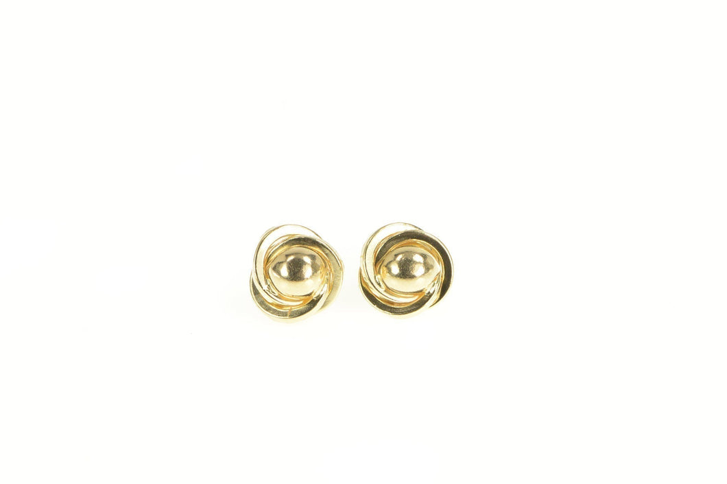 14K Simple Twist Round Ball Spiral Stud Earrings Yellow Gold