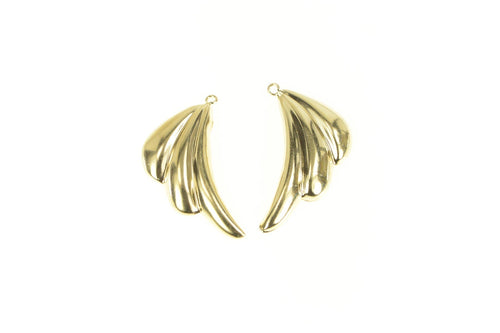 14K High Relief Scalloped Curved Stud Enhancer Earring Jackets Yellow Gold