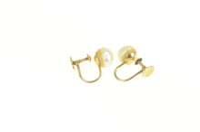 Load image into Gallery viewer, 14K 7.2mm Classic Simple Retro Pearl Screw Back Earrings Yellow Gold