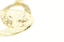 Load image into Gallery viewer, 14K Ornate Oval Scroll Etched Design Dangle Earrings Yellow Gold