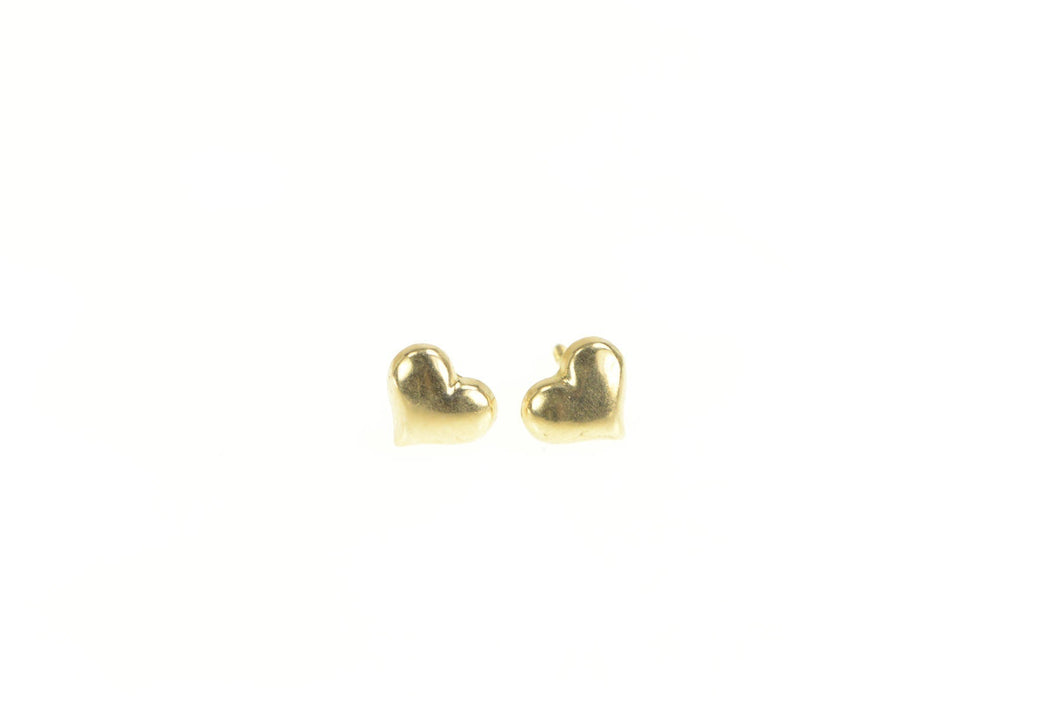 10K Heart Love Symbol Classic Valentine Stud Earrings Yellow Gold