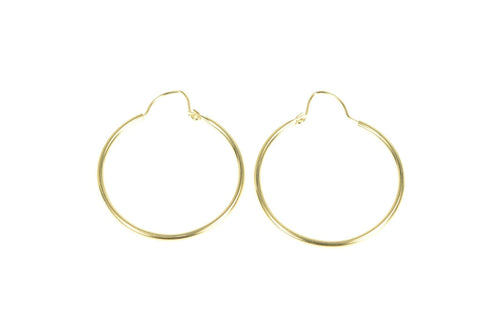 14K 29.4mm Round Fashion Hoop Classic Statement Earrings Yellow Gold